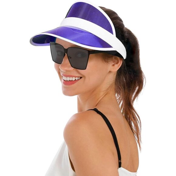 Clear Plastic Sun Visors Pack of 5 Beach UV Protection Adjustable